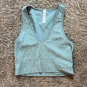 Athleta Teal Patterned V-Neck Tank Top never worn